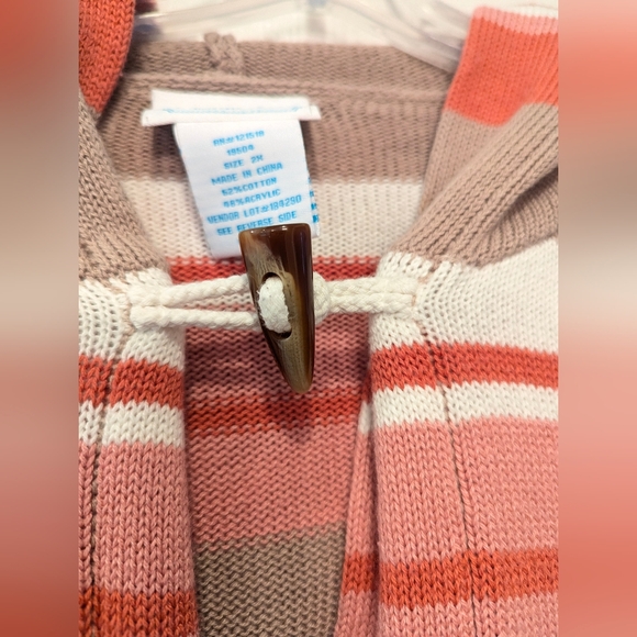 National Hooded Knit Long Cardigan Sweater Stripe 2 Pocket Toggle Close Plus 2X - Picture 5 of 8